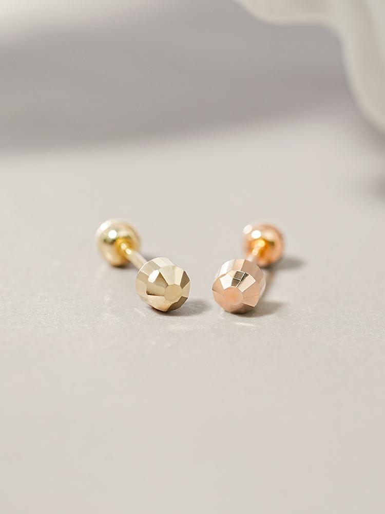 Minimalpiercing 14K Shining Round Cut Piercing Earrings