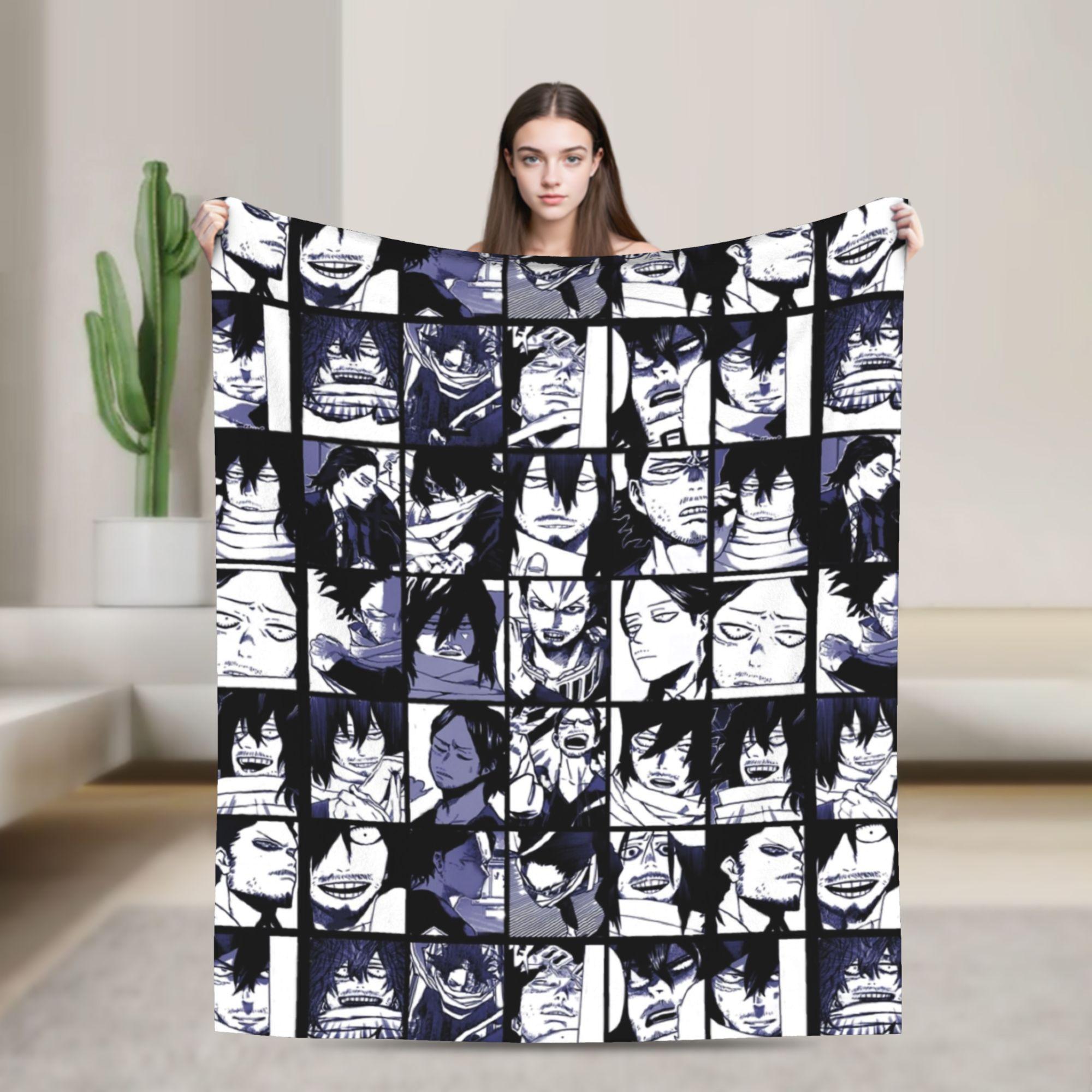 Aizawa Shota Collage Blankets Academy Anime Manga Wool Vintage Soft Throw Blanket for Bed Sofa All Season 75X95CM