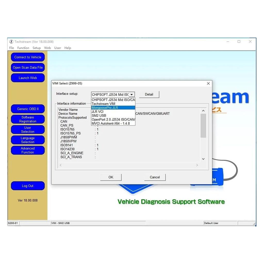Mini VCI J2534 Cable for Toyota TIS V18.00.008 OBD2 Cable Connector Scanner Adapter Car