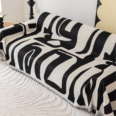 Zwart en Wit Chenille Bankhoes voor Woonkamer Handdoek Deken Bankhoes Universele Anti-kattenkrab Bankhoes