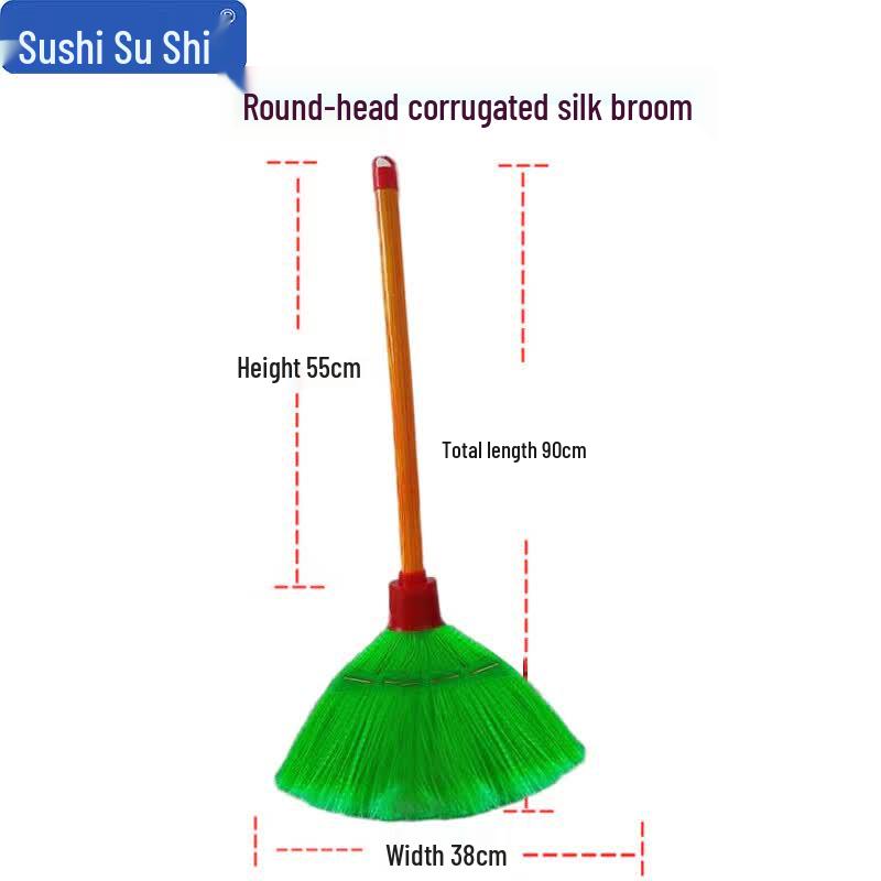 Round Head Wavy Bristle Cleaning Broom