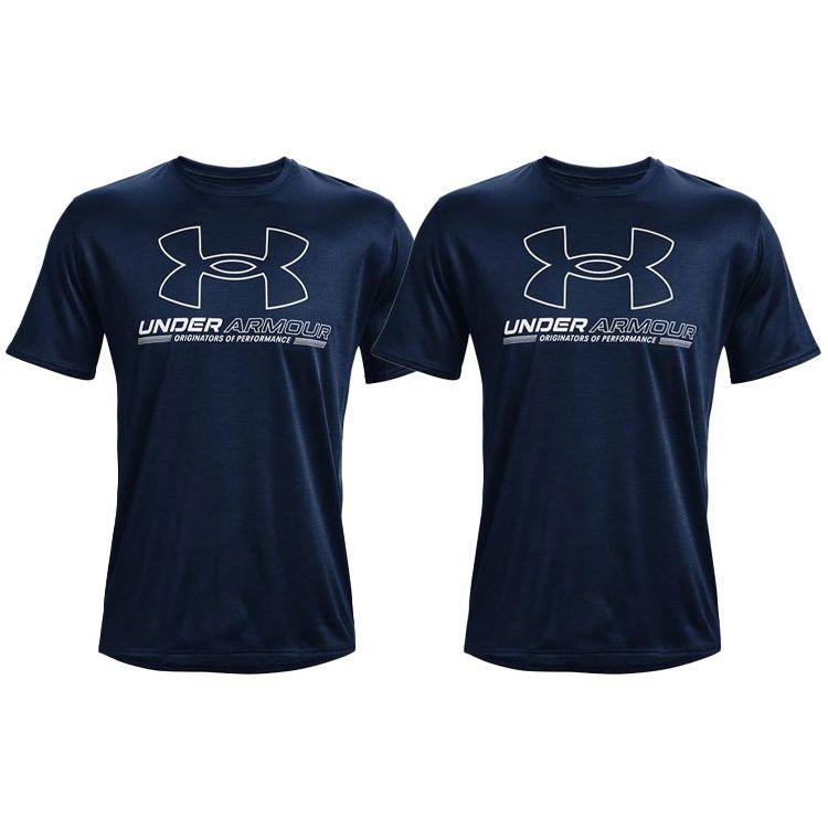 Under Armour Casual Sport Large Letter Logo Training T-Shirt Men Tops Navy-Blue 1370367-408
