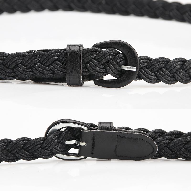 Women's Retro Style Wax Rope Braided Belt with PU Iron Buckle - Fashionable Decorative Belt for All-Match Shirt Dresses