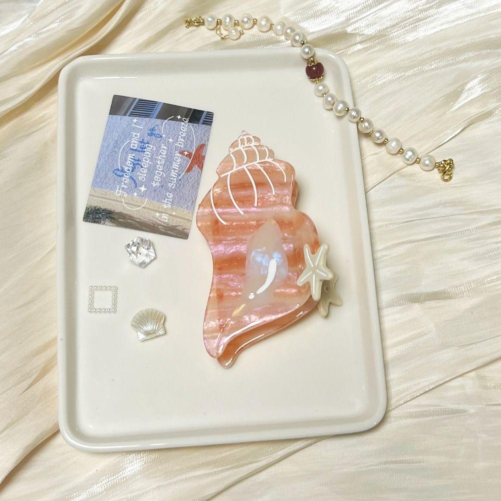 Korean Style Shell Hair Claw Acetic Acid Geometry Shark Clip Hairpin Ocean Series Hair Claw  Girls