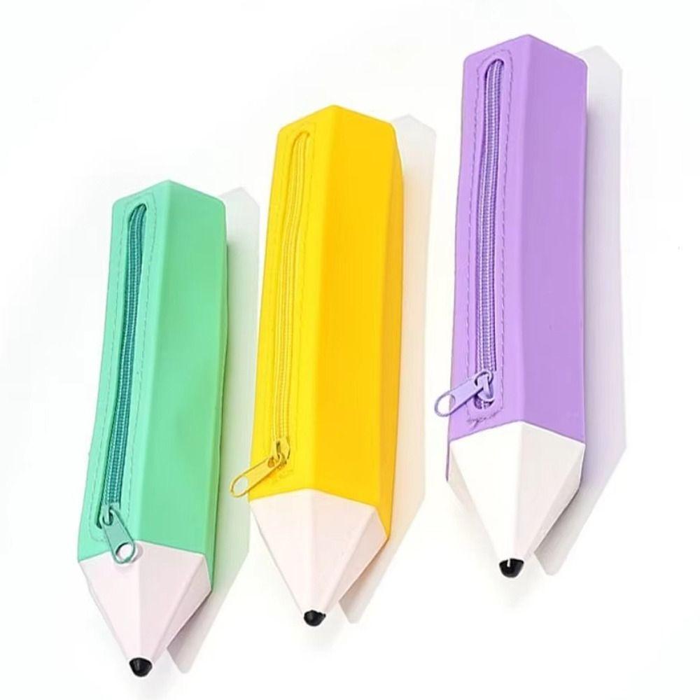 Convenient Carry Pencil Shape Bag Soft Material Soft Pencil Case Stationery Storage