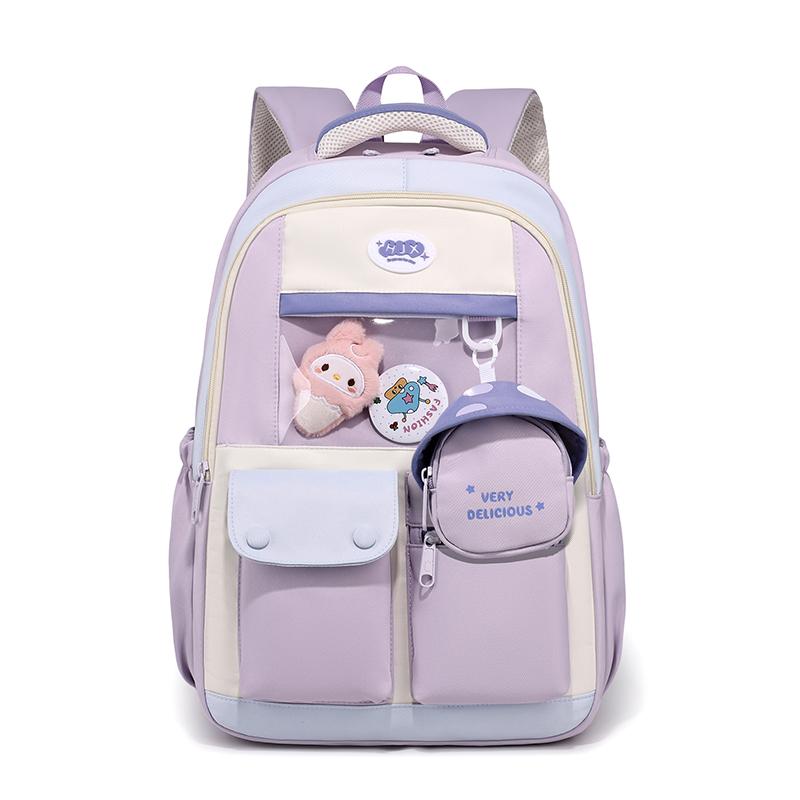 Large Capacity Backpack Color Block Student Schoolbag