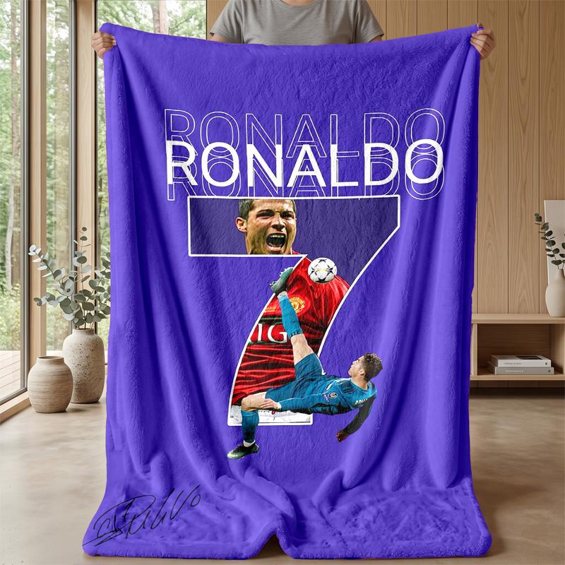 Cristiano Ronaldo Theme Blanket Soft Flannel Blanket Plush Throw Blanket Cozy Sofa Bed Blanket for Home Decor