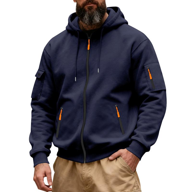 

2025 Autumn and Winter New Loose Zipper Hooded Commuting Casual Long-sleeved Sweatshirt Jacket M темно-синий