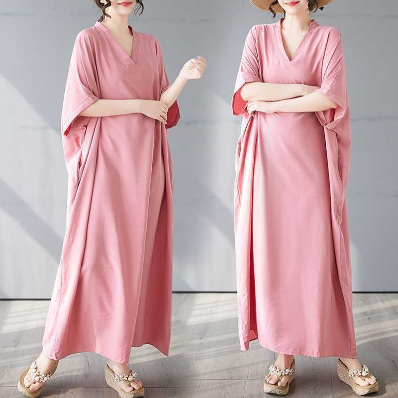 Vintage Long Dress with Cotton and Linen Patterns