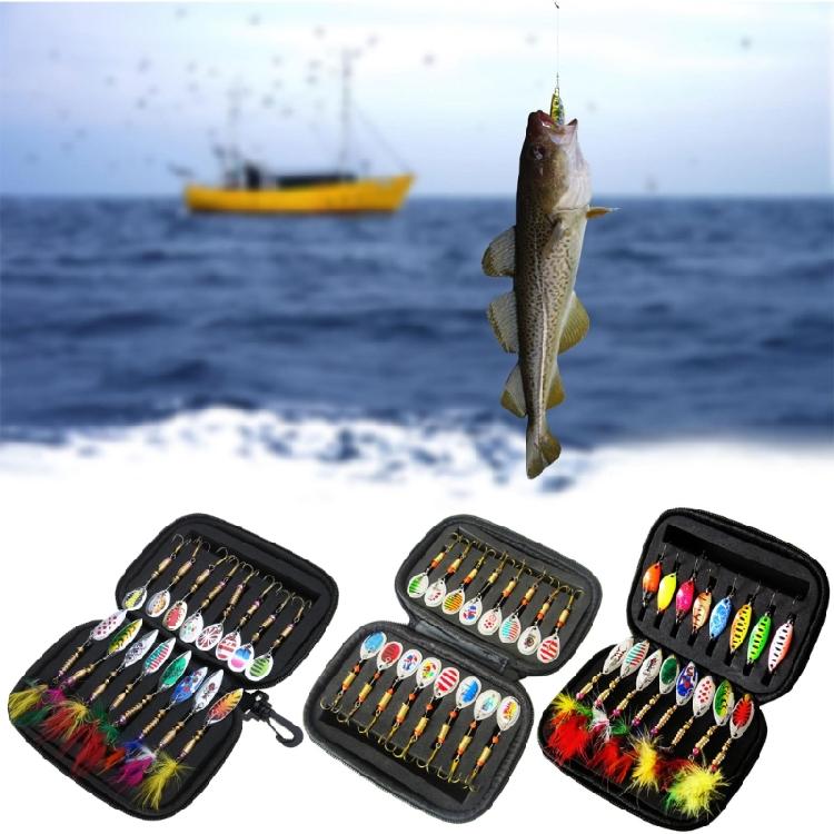 16Pcs Fishing Spinner Swimbaits Set for Saltwater and Saltwater Sequins Lures Bass Spoon Steel Treble Hook Spinner Baits