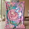 Fantasy Unicorn Stickers Theme Blanket Lightweight Warm Flannel Blanket Decorative Throw Blanket for Home Decoration