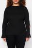 Women's Style Plus Size Black Turtleneck Plain Bodycone Polyelite Knitwear Plus Size Blouse