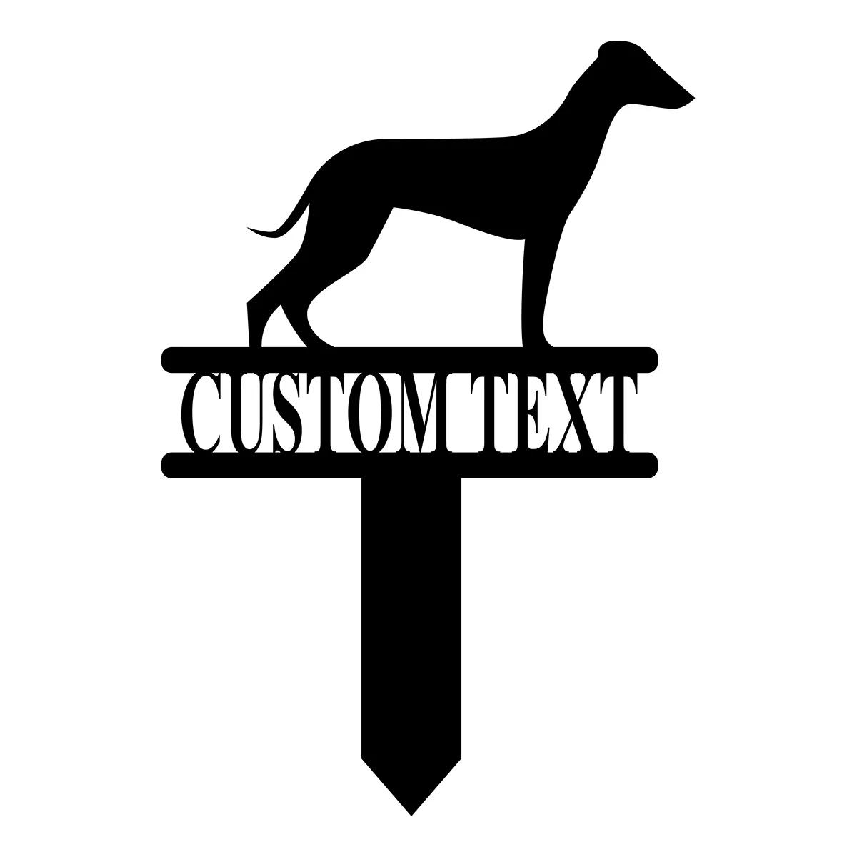 

Metal Garden Stake Whippet Dog Sign Personalized Name Collie Yard Art Custom чёрный
