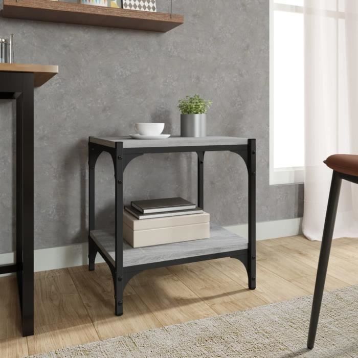 819305 vidaXL Meuble TV Sonoma gris 40x33x41 cm Bois d'ingénierie et acier