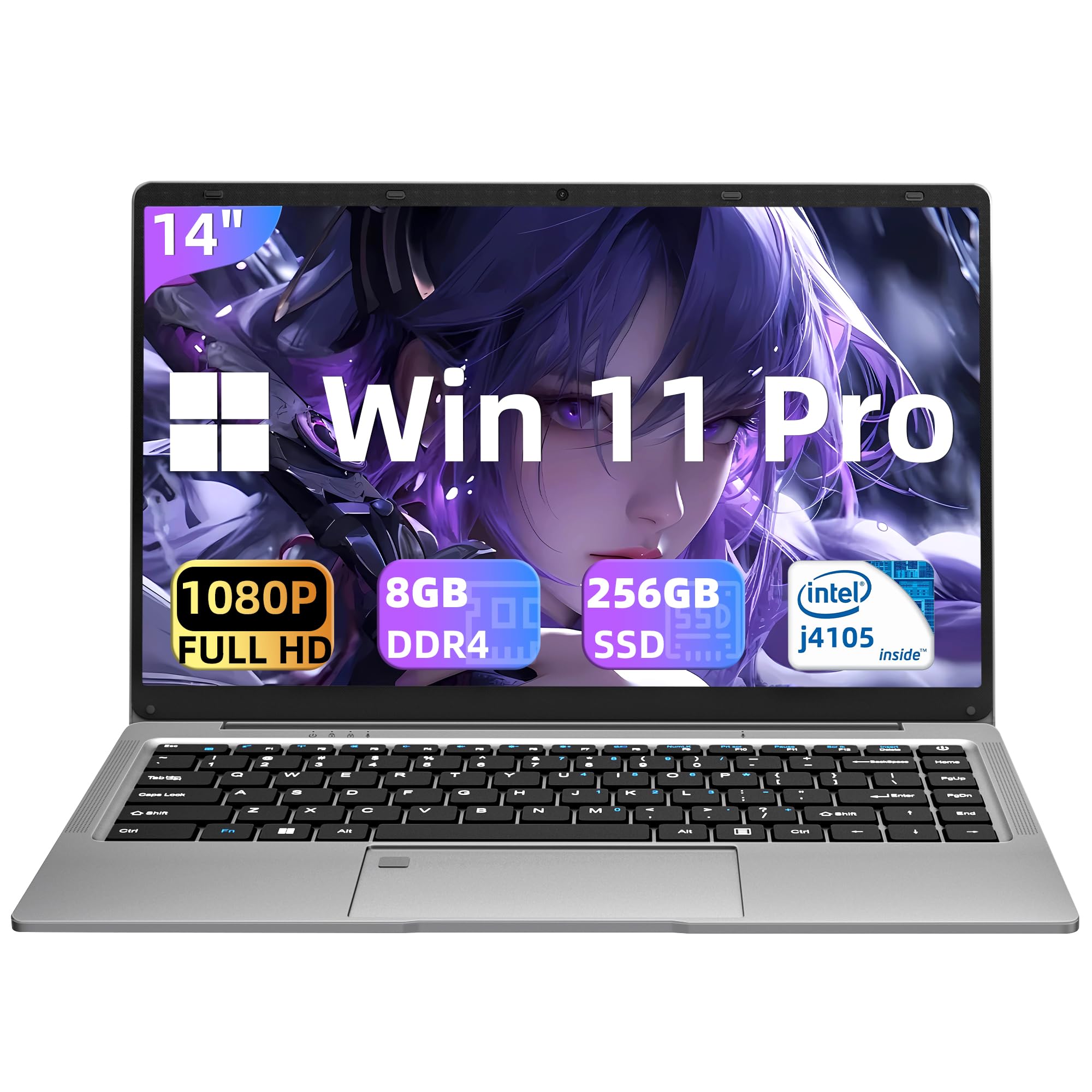 

Laptop with MS Office Windows 11 IPS Quiet Celeron J4105 CPU than the N4000 and 8GB DDR4 256GB Japanese Keyboard with USB x and SSD Expansion 8GB сірий колір