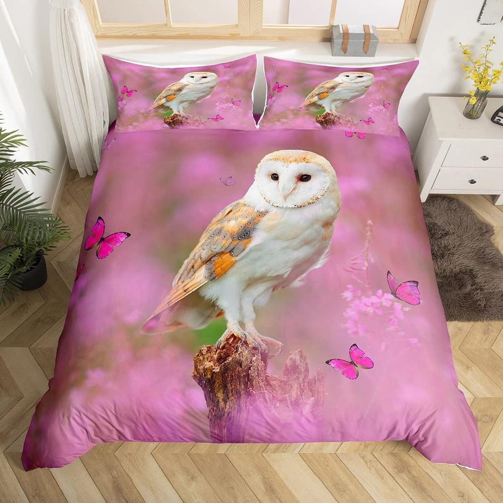 Moon Owl Duvet Cover Set Moon Owl Bedding Set Adult Boy Girl Bedroom Decoration Single Double Large Size Gift
