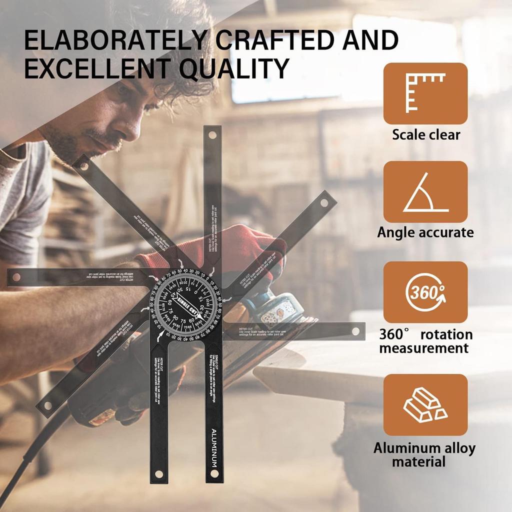 Aluminum Alloy Miter Saw Protractor with Multiple Scales Household Measurement Tool Suitable for Woodworking Metalworking