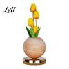 Glass Vase LED Lamp Tulip Planet Night Light Dimmable Touch with Aromatherapy Diffuser Artificial Flower Light USB Rechargeable Table Decor for Home