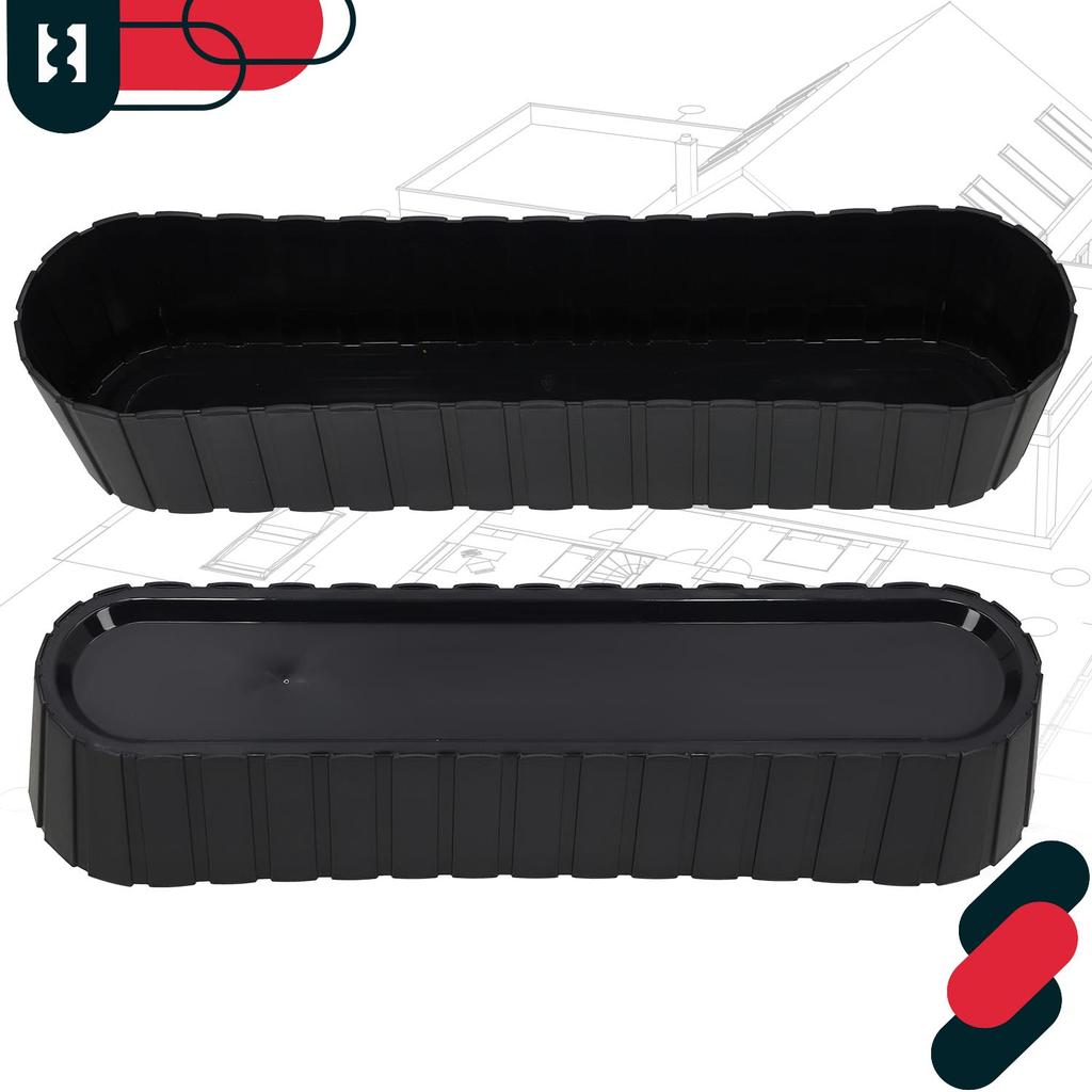 Oval Flowerpot Box For Balcony Terrace Rustic Anthracite 60 Cm 6 Pcs