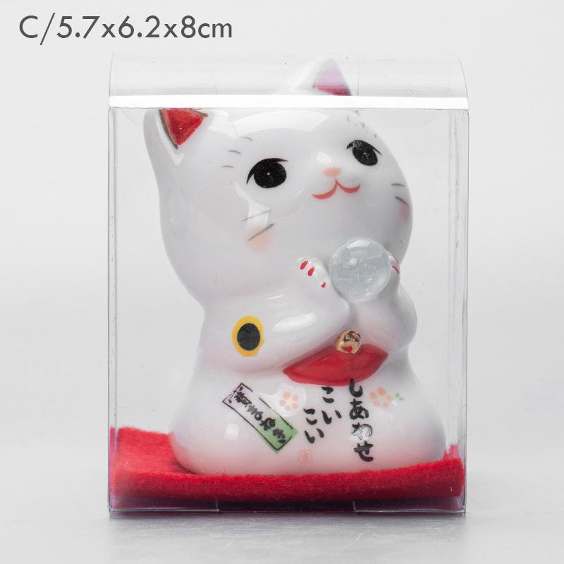 2,9 Zoll Keramik Glückliche Katze Figur Desktop Dekoration Glück Katze Ornament Mini Porzellan Kätzchen Figur