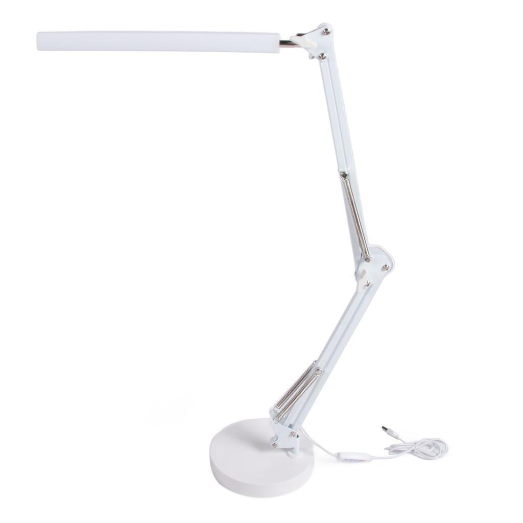 Swing Arm Desk Lamp USB Folding Eye Caring Multi Joint LED Table Lamp with Round Base White