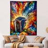 Colorful Accordion and Music Explosion Patterned Tapestry Decorative Wall Hanging, Home Bedroom Living Room Decor