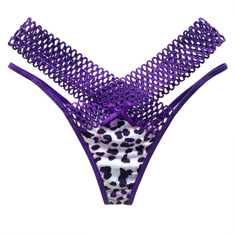 European and American Interwoven Hollow Ice Silk Underwear Women's Sports Fashion Outer See-through Low Waist Thin Belt Temptation Sexy Thong