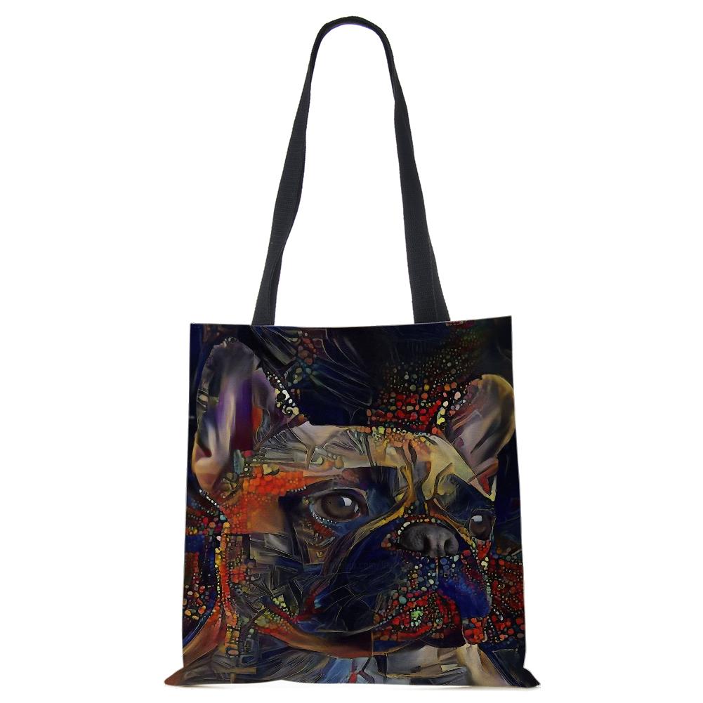 Spaudinys ant drobės nešiojamas ant peties krepšio leopardo pelėda, daugkartinio naudojimo laisvalaikio pirkėjo rankinė 2022 m. Moterų kelionių mokyklos sulankstomi paplūdimio krepšiai