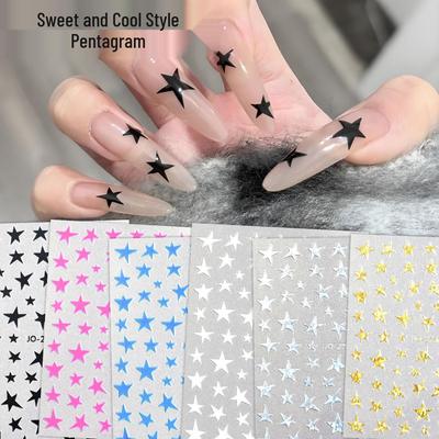 Süße Coole 3D Fünfzackige Sterne Nagelkunst Aufkleber - Trendiger INS & Promi Stil