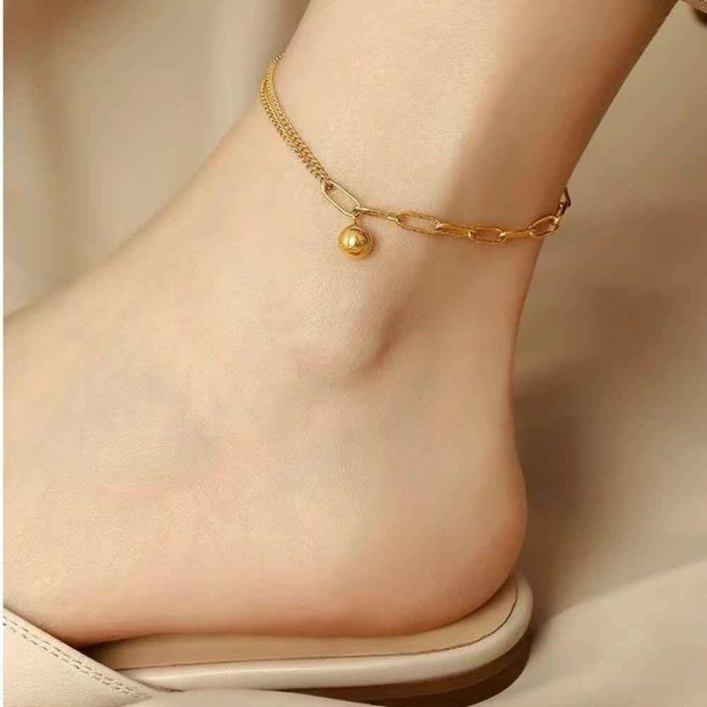 Bead Double-Layered Trending Anklet Hypoallergenic  Korean Style Jewelry   Summer