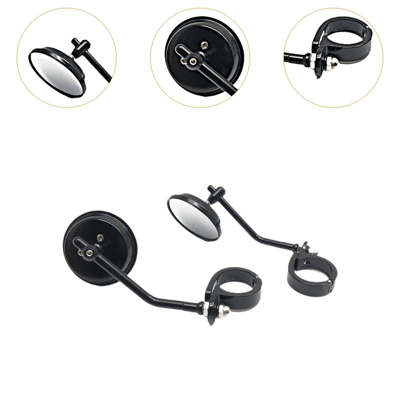 Motorcycle Mirrors 180-degree Rotatable Rearview Fork Mount Side Mirror ABS Aluminum Alloy Universal for Motorbike Windshield