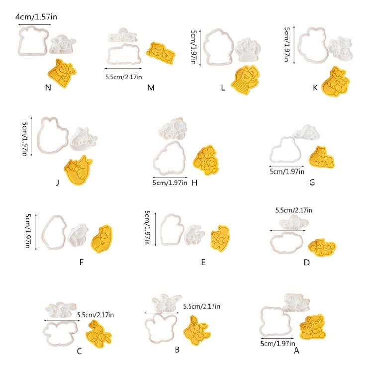 Silicone Animal Cookie Cutter for Handmade Biscuits Cookie Stamp Set for Baking Enthusiasts Elegant Cake Decorations