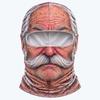Maschera Facciale Traspirante a Copertura Totale con Stampa 3D di Vecchio, Fori per gli Occhi Bianchi, Baffi Bianchi, Maschera da Sci Elastica con Cappuccio
