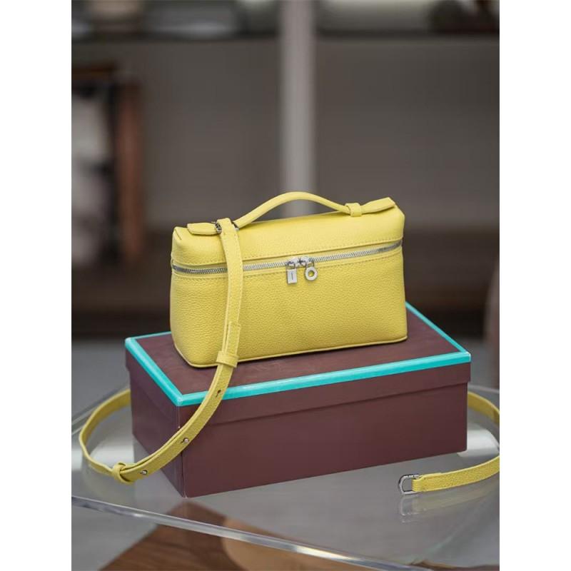 19cm Top Grain Leather Crossbody Bag Small Box Cosmetic Gold Clasp
