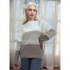Autumn and Winter Knitted Sweater Women's Contrasting Color Spliced Round Neck Long Sleeved Pullover Top