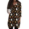 Womens's Fashion Casual Halloween Print V-neck Mid Length Pocket 3/4 Sleeve Top