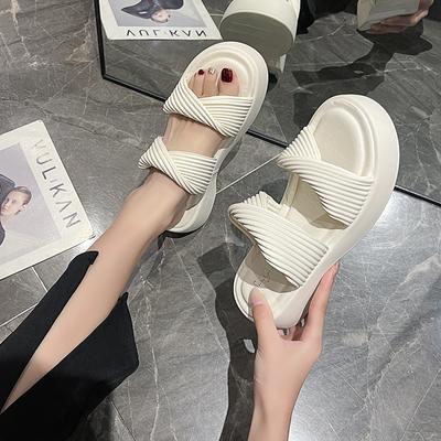 Sommer Dicksohlige Hausschuhe Damen Mode Oberbekleidung Crossover Lässig Strand Dicksohlige Flip-Flops Schuhe für Damen Damenschuhe