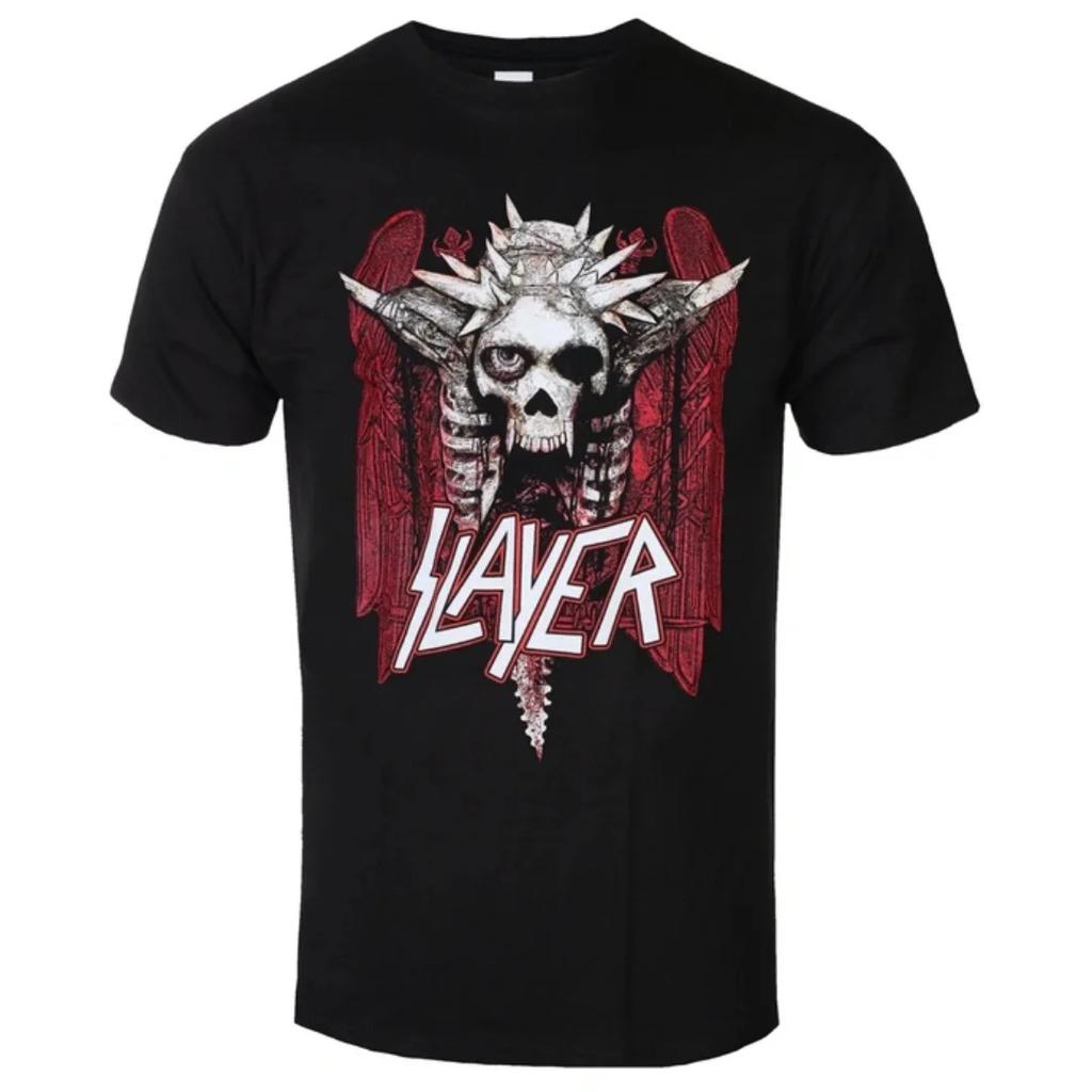 Slayer Logo Inspirational Print Tshirt Casual Street Style Cotton Tshirt Suitable For Metal Enthusiasts Casual Summer Tshirt