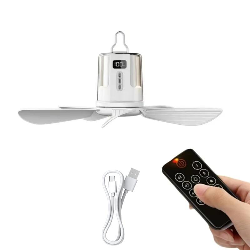 Ventilatore da soffitto portatile multifunzione da 10800 mAh con illuminazione ambientale RGB, a batteria per camera da letto, tenda da campeggio, viaggi all'aperto