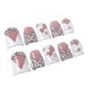 Short Duckbill Press-On Nails With Floral Bow Design Ice-Transparent French Style 3D Embellished Full Rhinestone Sparkle Nail Tips