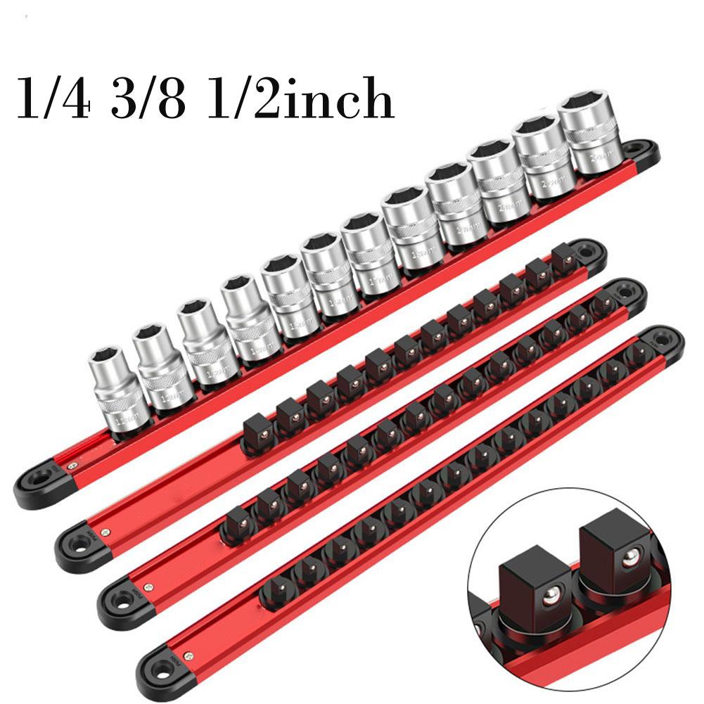360° Swivel Magnetic Socket Organizer 1/4 3/8 1/2Inch Socket Clip Rail Holder Rail Bracket Repair Tools