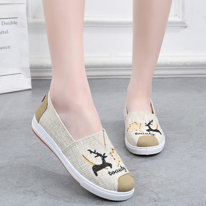

Versatile Spring and Autumn Cloth Shoes, Women s Shoes, One-step Lazy Shoes, Soft-soled Comfortable Shoes 40 бежевий/чорний