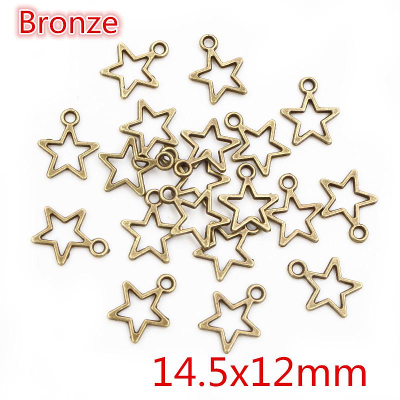100pcs Charms Star Heart Pendants Antique Pendant fit,Vintage Tibetan Bronze Gold Silver color,DIY For Bracelet Necklace