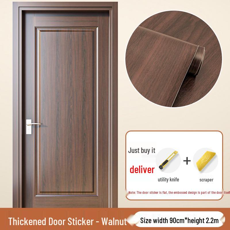 Self-Adhesive Wood Grain Door Renovation Sticker - Waterproof Decorative Cover-Up for Old Doors