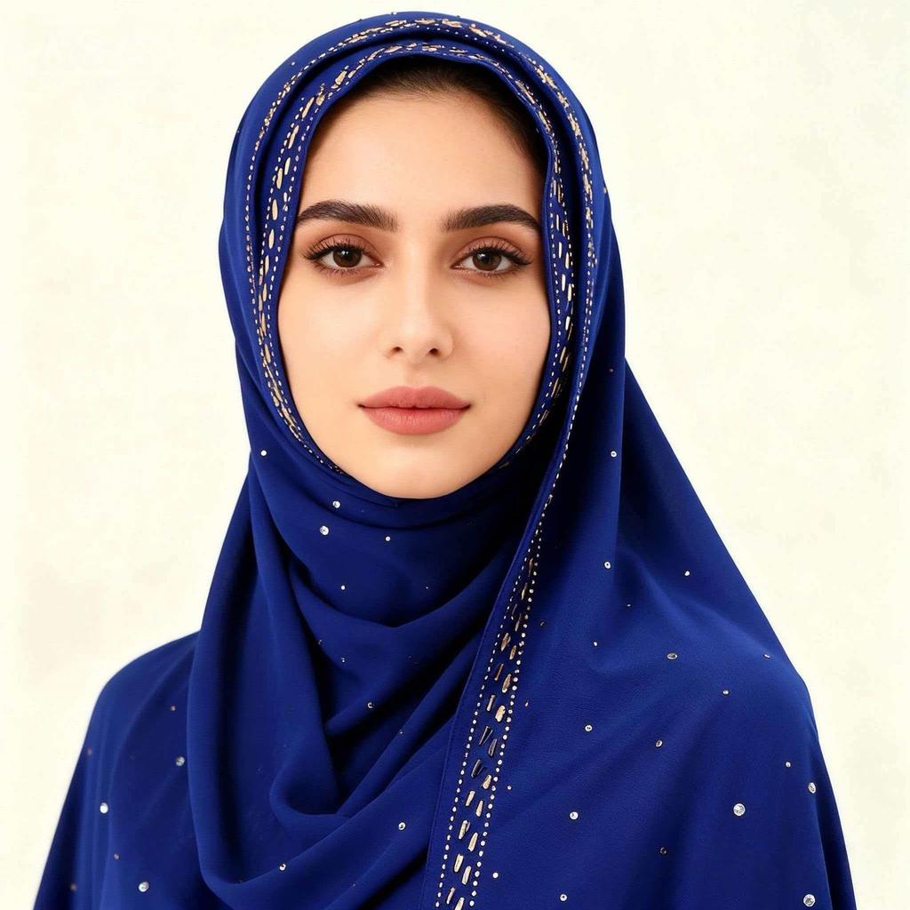 Pearl Chiffon Rhinestone Ethnic Scarf Shawl