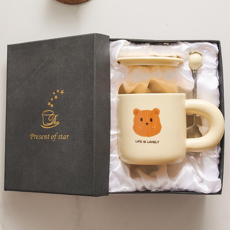 Bear Ceramic Mug Cute Cartoon Creative High Looking Household Coffee Couple Breakfast Cup Gift