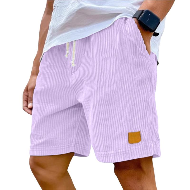 Pantaloncini da uomo in velluto a coste con coulisse - Estivi, Vestibilità ampia, Gamba dritta, Traspiranti, Asciugatura rapida, Casual Sportivi, Cinque pollici