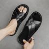 Fashion Handmade Leather Slippers for Men 2025 New Beach Summer Walking Shoes Slip on Light Male Flats Men Flip-flops Outdoor Half Drag