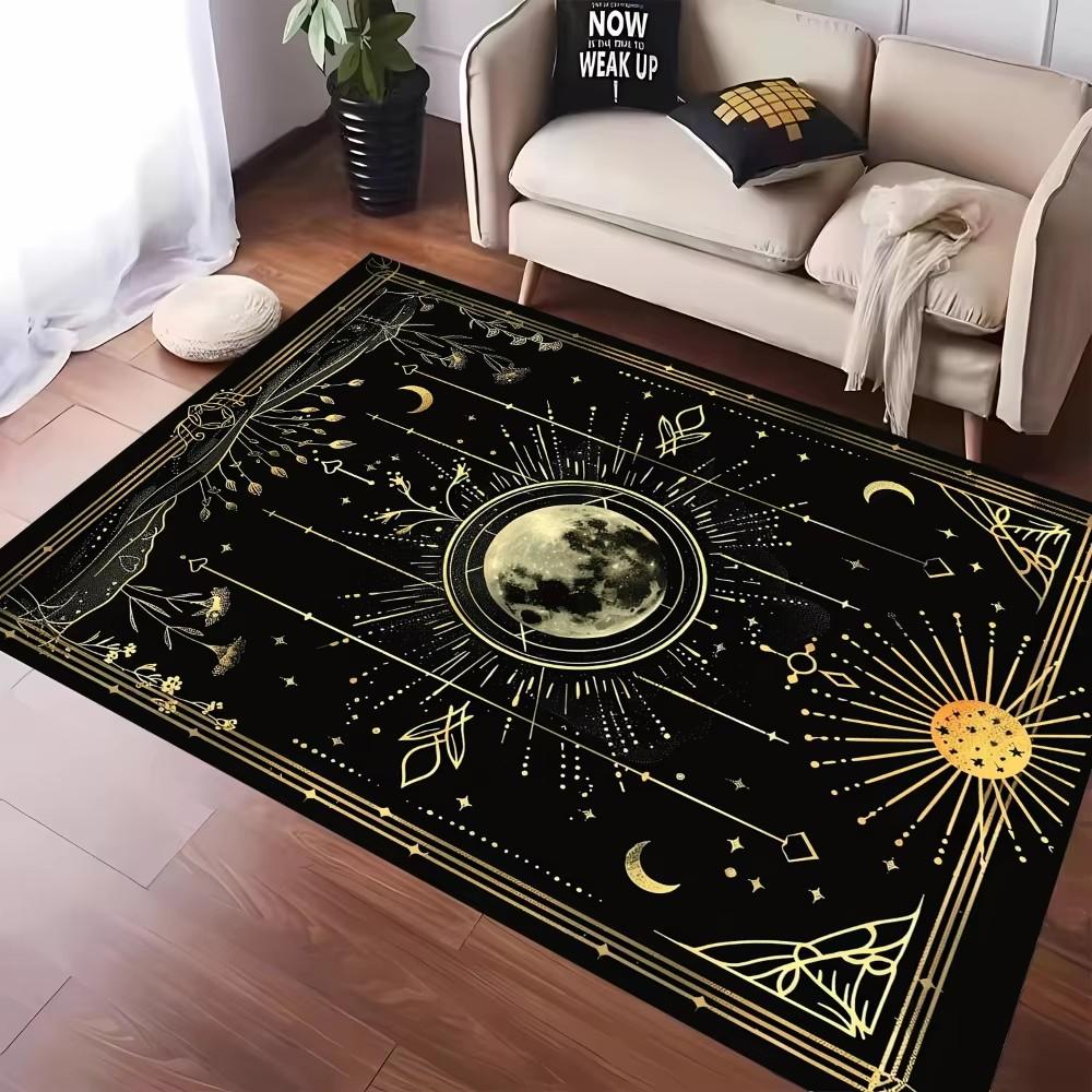 Mystical Tarot Inspired Carpet Featuring Star Moon and Sun Designs Anti-slip Floor Mat for Living Room Bedroom Decor Doormat
