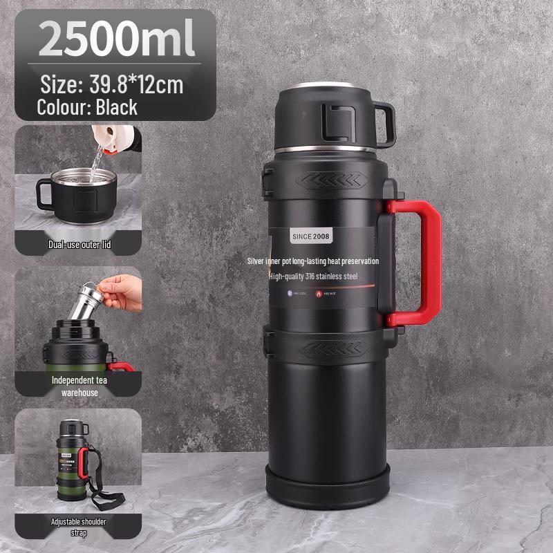Large Capacity Outdoor Thermos 316 Stainless Steel Portable Warm Kettle for Car or Student Use